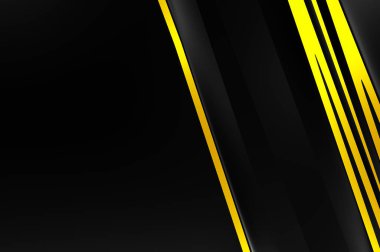 Metin için kopyalama alanı olan soyut siyah paneller. Üç boyutlu illüstrasyon. Renkli ışık özellikli koyu renk tasarım şablonu. Zarif geometrik parlak çizgili arka plan. Minimalist geometrik kapak grafiği.