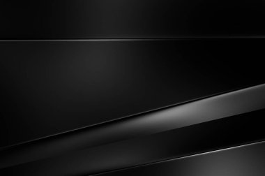 Geometrik katmanlı 3 boyutlu siyah arkaplan. Soyut koyu fütüristik duvar kağıdı. Zarif, parlak çizgili arka plan. Poster, broşür, sunum ve web sitesi için geometrik şablon tasarımı.