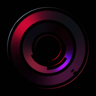 Gelecekçi hud arayüzü elementi. Soyut geometrik arkaplan. Dijital teknolojinin grafiksel çizimi siyah arkaplanda izole edildi..