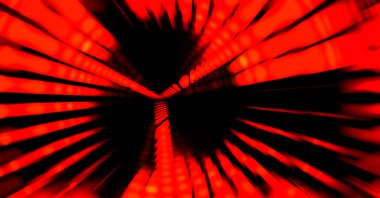 Siyah arkaplanda dönen ışık gösterisi. Lüks çizgiler. Parlak kıvrımlı duvar kağıdı. Uzay tüneli. Dönen ışık çemberi ya da maytap izi. Parlak konsept çizimi.