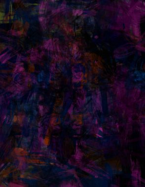 Kaotik resim. Taranmış Boyalı Soyut Arkaplan. Tuval üzerinde etkileyici fırçalanmış resim. Fırça darbesi ile boyanmış. Kaos duvarı sanatı. Sanatsal canlılık ve renkli duvar kağıdı.