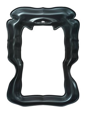 Üç boyutlu metalik illüstrasyon. Beyaz arka planda izole edilmiş fantezi çerçevesi. Davetiyeler, posterler, menü, hatıra defteri ve sunum için mükemmel. Metnin için şablon.