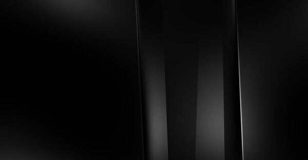 3d style black background with geometric layers. Abstract  dark futuristic wallpaper. Elegant glossy stripes backdrop. Geometrical template design for poster, brochure, presentation, website.
