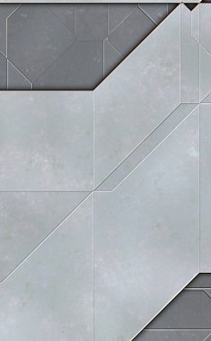 Katmanlı paneller. Fütürist soyut duvar kağıdı. Geometrik teknolojik yansıtıcı arka plan 3D metalik doku. Uzay gemisi desen yüzeyi.