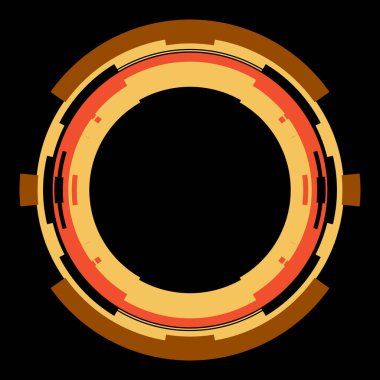 Fütürist dairesel gövde arayüzü elementi. Soyut çember geometrik arkaplan. Dijital teknolojinin grafiksel çizimi.