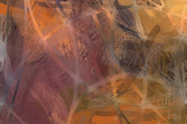 Soyut arkaplanda pürüzlü fırça darbeleri. Fırça boyası. Renkli boya darbeleri. Eşsiz duvar sanatı. Tuvaldeki modern sanat. Renkli çağdaş sanat eserleri.