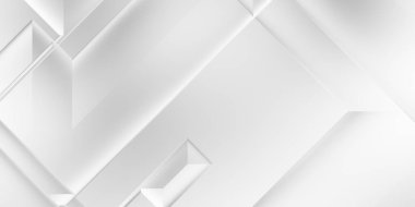 Beyaz 3d geometrik arka plan. Karanlık elementleri olan birinci sınıf soyut duvar kâğıdı. Poster, broşür, sunum ve web sitesi için özel tasarım. Moda lüks minimalist tasarım. Geometrik şablon. 