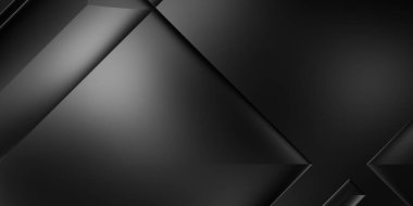 Siyah üç boyutlu geometrik arkaplan. Moda lüks minimalist tasarım. Geometrik şablon. Karanlık elementleri olan birinci sınıf soyut duvar kâğıdı. Poster, broşür, sunum, web sitesi için özel tasarım.