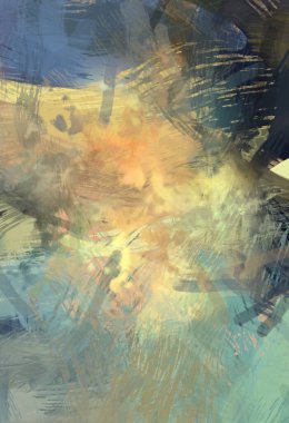 Soyut arkaplanda pürüzlü fırça darbeleri. Fırça boyası. Renkli boya darbeleri. Eşsiz duvar sanatı. Tuvaldeki modern sanat. Renkli çağdaş sanat eserleri.