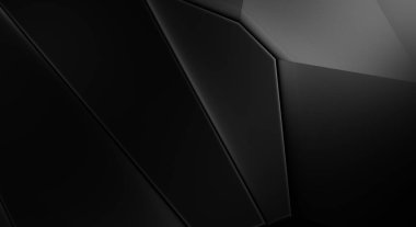 Lüks minimalist tasarım. Fütürist şablon. Karanlık elementleri olan birinci sınıf soyut duvar kâğıdı. Zarif bir zemin. Siyah üç boyutlu geometrik arkaplan. Poster, broşür, sunum için tasarım.