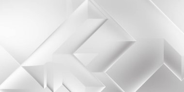 Beyaz 3d geometrik arka plan. Karanlık elementleri olan birinci sınıf soyut duvar kâğıdı. Poster, broşür, sunum ve web sitesi için özel tasarım. Moda lüks minimalist tasarım. Geometrik şablon. 