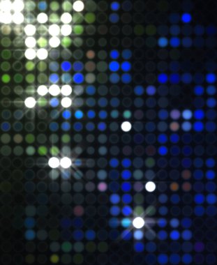 Parlak desenli duvar kağıdı. Sahne ışıkları olan renkli ışıkların ihtişamlı arkaplanı. Parlayan ışıklar siyah arka planda parti izleri. Sahne veya stadyum ışıklarının dijital illüstrasyonu. 