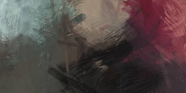 Soyut arkaplanda pürüzlü fırça darbeleri. Fırça boyası. Renkli boya darbeleri. Eşsiz duvar sanatı. Tuvaldeki modern sanat. Renkli çağdaş sanat eserleri.