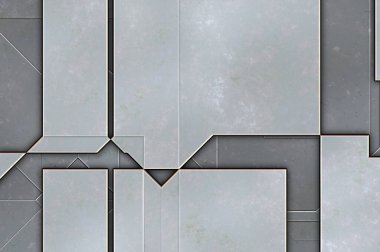Katmanlı paneller. Fütürist soyut duvar kağıdı. Geometrik teknolojik yansıtıcı arka plan 3D metalik doku. Uzay gemisi desen yüzeyi.