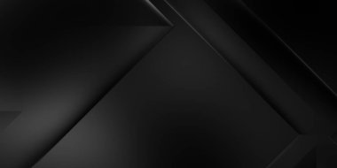 Siyah üç boyutlu geometrik arkaplan. Moda lüks minimalist tasarım. Geometrik şablon. Karanlık elementleri olan birinci sınıf soyut duvar kâğıdı. Poster, broşür, sunum, web sitesi için özel tasarım.