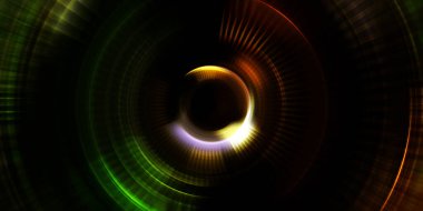 Parlayan neon ışıkları. Parlak sunum tasarım şablonu. Fotoğraf makinesi konsepti. Soyut arkaplan. Dönen ışık ışınları. Hareketli kavramsal duvar kağıdı. Grafik dijital illüstrasyon. 