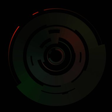 Gelecekçi hud arayüzü elementi. Soyut geometrik arkaplan. Dijital teknolojinin grafiksel çizimi siyah arkaplanda izole edildi..