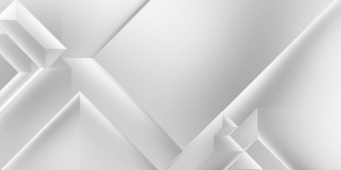 Beyaz 3d geometrik arka plan. Karanlık elementleri olan birinci sınıf soyut duvar kâğıdı. Poster, broşür, sunum ve web sitesi için özel tasarım. Moda lüks minimalist tasarım. Geometrik şablon. 