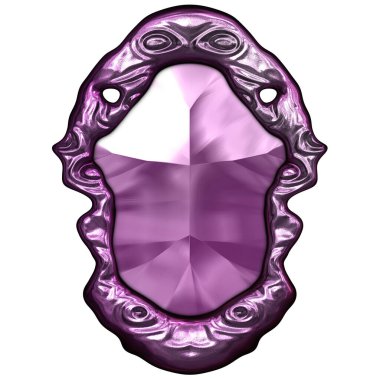 Beyaz arka planda izole bir mücevher. Mücevherli bir fantezi mücevherin 3 boyutlu görüntüsü. Masal elementi. Lüks grafik duvar kağıdı.