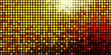 Parlayan ışıklar siyah arka planda parti izleri. Sahne veya stadyum ışıklarının dijital illüstrasyonu. Parlak desenli duvar kağıdı. Sahne ışıkları ile renkli ışıkların ihtişamlı arkaplanı.