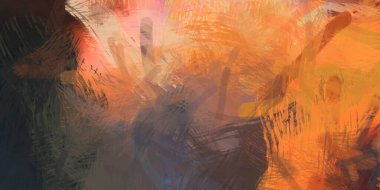 Soyut arkaplanda pürüzlü fırça darbeleri. Fırça boyası. Renkli boya darbeleri. Eşsiz duvar sanatı. Tuvaldeki modern sanat. Renkli çağdaş sanat eserleri.