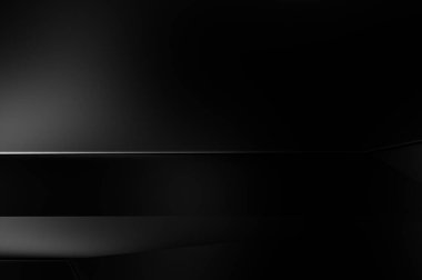 Geometrik katmanlı 3 boyutlu siyah arkaplan. Soyut koyu fütüristik duvar kağıdı. Zarif, parlak çizgili arka plan. Poster, broşür, sunum ve web sitesi için geometrik şablon tasarımı.