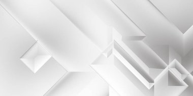 Beyaz 3d geometrik arka plan. Karanlık elementleri olan birinci sınıf soyut duvar kâğıdı. Poster, broşür, sunum ve web sitesi için özel tasarım. Moda lüks minimalist tasarım. Geometrik şablon. 