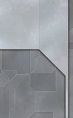 Katmanlı paneller. Fütürist soyut duvar kağıdı. Geometrik teknolojik yansıtıcı arka plan 3D metalik doku. Uzay gemisi desen yüzeyi.