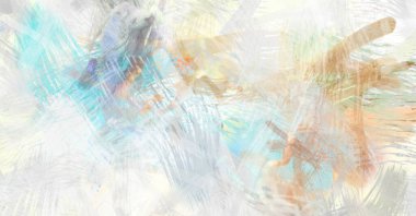 Soyut arkaplanda pürüzlü fırça darbeleri. Fırça boyası. Renkli boya darbeleri. Eşsiz duvar sanatı. Tuvaldeki modern sanat. Renkli çağdaş sanat eserleri.