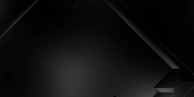 Siyah üç boyutlu geometrik arkaplan. Moda lüks minimalist tasarım. Geometrik şablon. Karanlık elementleri olan birinci sınıf soyut duvar kâğıdı. Poster, broşür, sunum, web sitesi için özel tasarım.