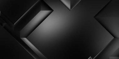 Siyah üç boyutlu geometrik arkaplan. Moda lüks minimalist tasarım. Geometrik şablon. Karanlık elementleri olan birinci sınıf soyut duvar kâğıdı. Poster, broşür, sunum, web sitesi için özel tasarım.