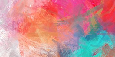 Soyut arkaplanda pürüzlü fırça darbeleri. Fırça boyası. Renkli boya darbeleri. Eşsiz duvar sanatı. Tuvaldeki modern sanat. Renkli çağdaş sanat eserleri.