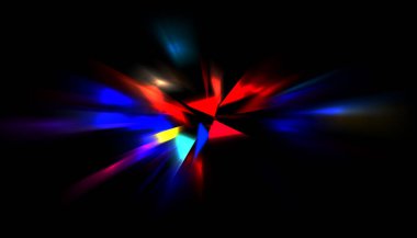 Parlayan ışıkları hareket ettirmenin havalı arka planı. Tasarımınız için canlı renkli bir portal şablonu. Işık ışınları ve hareket halindeki ışıldayan parçacıklar bir solucan deliği şekli oluşturuyor..