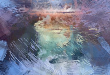 Soyut arkaplanda pürüzlü fırça darbeleri. Fırça boyası. Renkli boya darbeleri. Eşsiz duvar sanatı. Tuvaldeki modern sanat. Renkli çağdaş sanat eserleri.