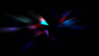 Parlayan ışıkları hareket ettirmenin havalı arka planı. Tasarımınız için canlı renkli bir portal şablonu. Işık ışınları ve hareket halindeki ışıldayan parçacıklar bir solucan deliği şekli oluşturuyor..