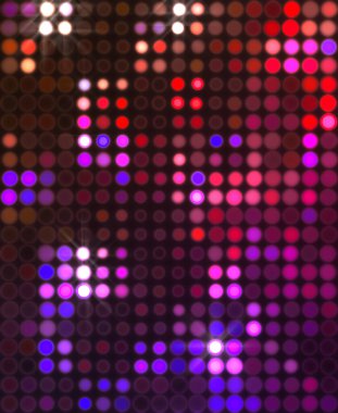 Parlak desenli duvar kağıdı. Sahne ışıkları olan renkli ışıkların ihtişamlı arkaplanı. Parlayan ışıklar siyah arka planda parti izleri. Sahne veya stadyum ışıklarının dijital illüstrasyonu. 