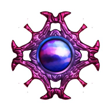 Beyaz arka planda izole bir mücevher. Mücevherli bir fantezi mücevherin 3 boyutlu görüntüsü. Masal elementi. Lüks grafik duvar kağıdı.