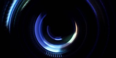 Fotoğraf makinesi konsepti. Soyut arkaplan. Dönen ışık ışınları. Hareketli kavramsal duvar kağıdı. Grafik dijital illüstrasyon. Parlayan neon ışıkları. Parlak sunum tasarım şablonu.