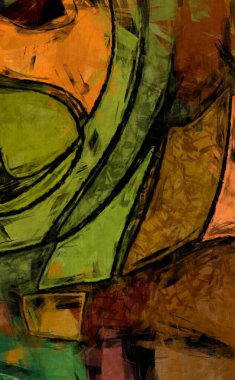 Tuval üzerinde etkileyici fırçalanmış resim. Kaotik resim. Taranmış Boyalı Soyut Arkaplan. Fırça darbesi ile boyanmış. Kaos duvarı sanatı. Sanatsal canlılık ve renkli duvar kağıdı.