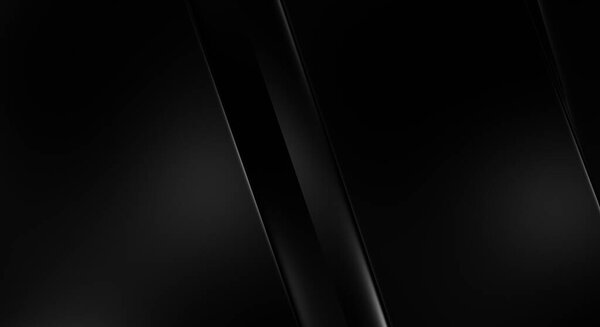 3d style black background with geometric layers. Abstract  dark futuristic wallpaper. Elegant glossy stripes backdrop. Geometrical template design for poster, brochure, presentation, website.