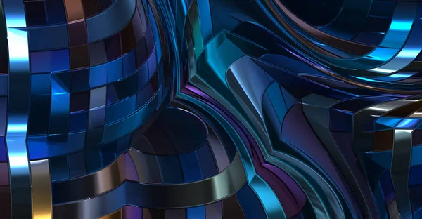 Иллюстрация Скручивания Текстуры Металлических Панелей Красочные Глянцевые Абстрактные Обои Геометрический — стоковое фото