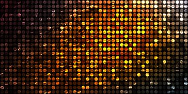 Parlayan ışıklar siyah arka planda parti izleri. Sahne veya stadyum ışıklarının dijital illüstrasyonu. Parlak desenli duvar kağıdı. Sahne ışıkları ile renkli ışıkların ihtişamlı arkaplanı.