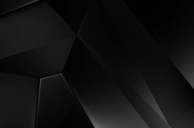 Lüks minimalist tasarım. Fütürist şablon. Karanlık elementleri olan birinci sınıf soyut duvar kâğıdı. Zarif bir zemin. Siyah üç boyutlu geometrik arkaplan. Poster, broşür, sunum için tasarım.