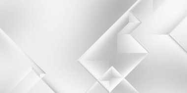 Beyaz 3d geometrik arka plan. Karanlık elementleri olan birinci sınıf soyut duvar kâğıdı. Poster, broşür, sunum ve web sitesi için özel tasarım. Moda lüks minimalist tasarım. Geometrik şablon. 