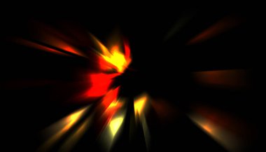 Parlayan ışıkları hareket ettirmenin havalı arka planı. Tasarımınız için canlı renkli bir portal şablonu. Işık ışınları ve hareket halindeki ışıldayan parçacıklar bir solucan deliği şekli oluşturuyor..