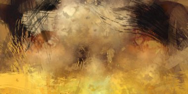 Soyut arkaplanda pürüzlü fırça darbeleri. Fırça boyası. Renkli boya darbeleri. Eşsiz duvar sanatı. Tuvaldeki modern sanat. Renkli çağdaş sanat eserleri.