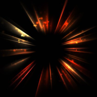 Işık huzmeleri ve parlayan parçacıkların kesiştiği güzel bir zemin. Canlı renkli ışıkların duvar kâğıdı. Parlak ışık görüntüsü.