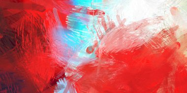 Soyut arkaplanda pürüzlü fırça darbeleri. Fırça boyası. Renkli boya darbeleri. Eşsiz duvar sanatı. Tuvaldeki modern sanat. Renkli çağdaş sanat eserleri.