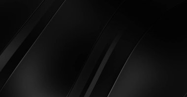 Siyah kıvrımlı yüzey. 3 boyutlu illüstrasyon. Soyut fütüristik geçmiş. Minimalist geometrik kapak tasarımı. Çarpık siyah çizgiler. Lüks dokuma duvar kağıdı. Zarif arkaplan.