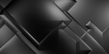 Siyah üç boyutlu geometrik arkaplan. Moda lüks minimalist tasarım. Geometrik şablon. Karanlık elementleri olan birinci sınıf soyut duvar kâğıdı. Poster, broşür, sunum, web sitesi için özel tasarım.